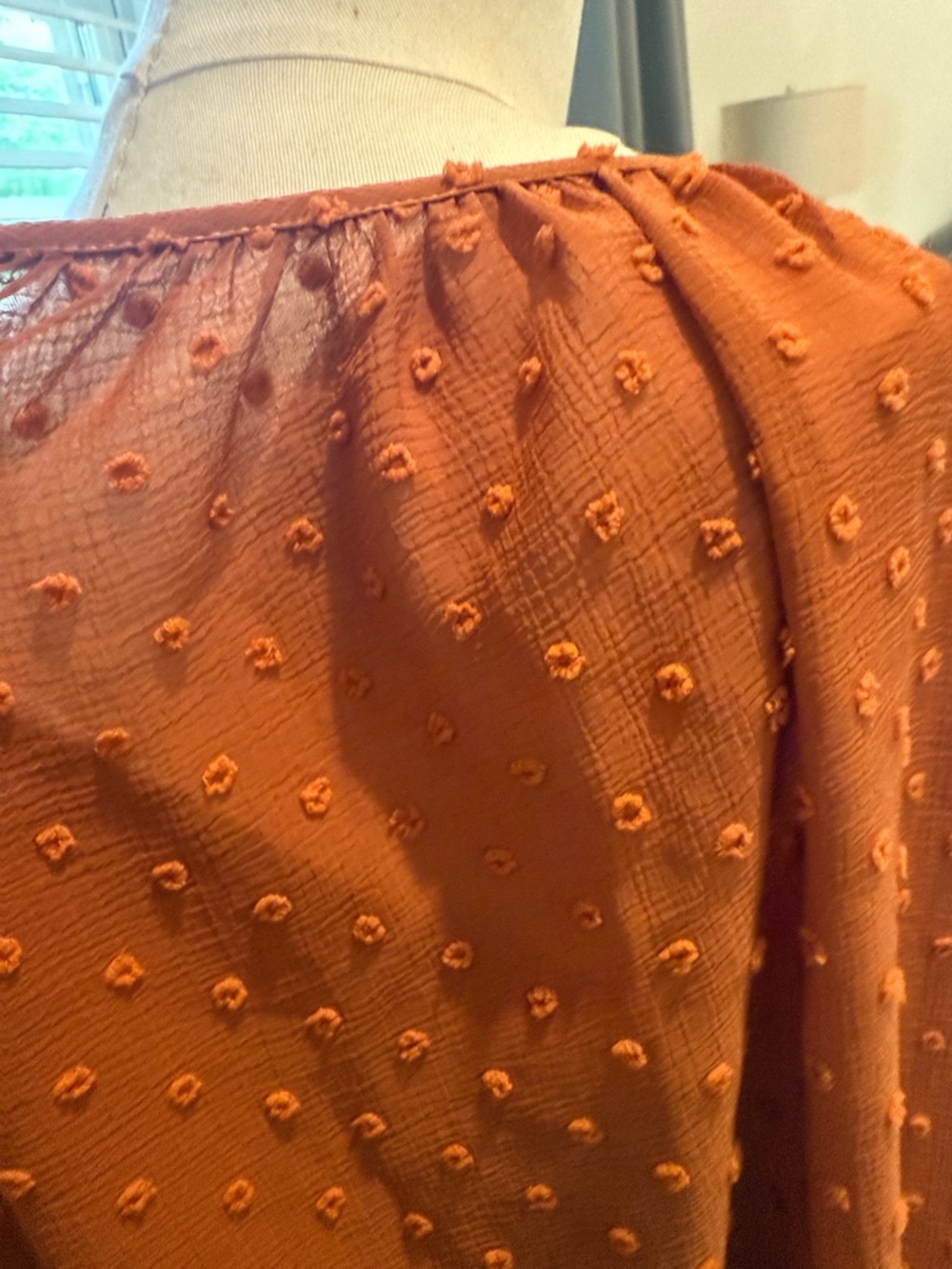 Lulu's Rust Orange Ruffle V-Neck Blouse - Picture 3 of 4